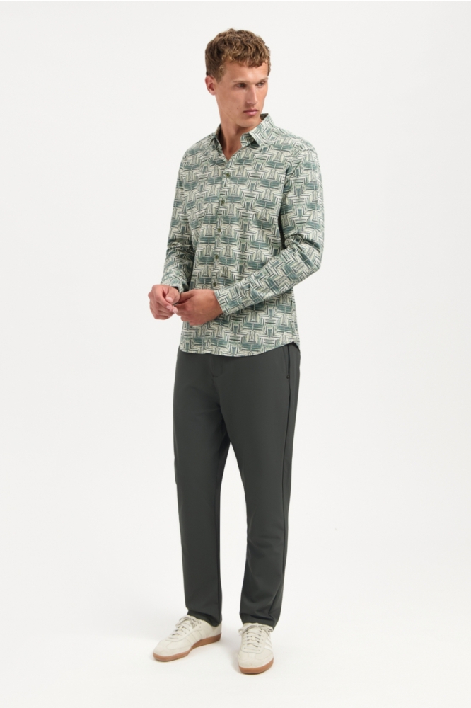 STRETCH SHIRT MET PRINT 29450701 052 DARK GREEN